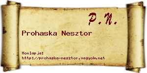 Prohaska Nesztor névjegykártya
